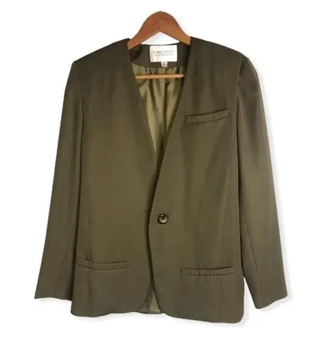 Karen Scott Vintage One Buttoned Olive Green Blazer