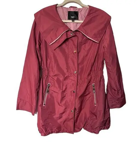 Mossimo Women’s Sz M Maroon Red Trench Rain Coat Jacket Mid Length Cinched Waist Size M