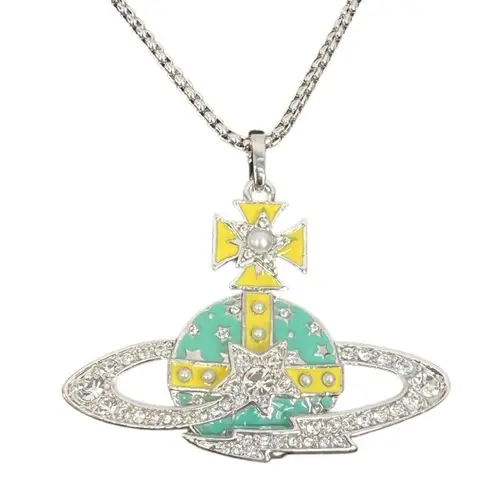 Vivienne Westwood NWOT Large Shooting Star Orb Necklace 17” with dust bag, cloth