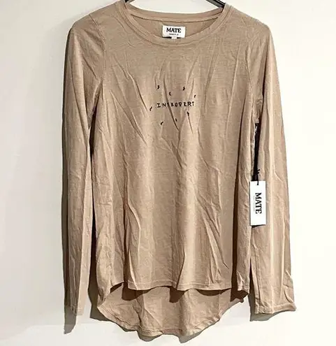 Mate the Label NWT "Introvert" Long Sleeve Tee in Latte - S/M