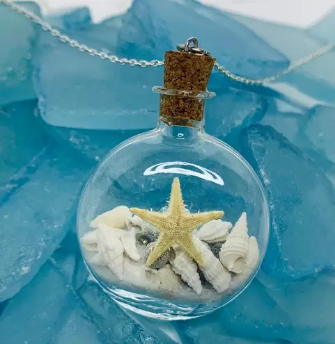 Sweet Lemons Real Miniature Seashells In Glass Bottle Necklace