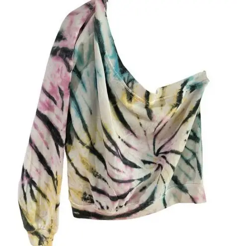 Vintage Havana TIE DYE COLD SHOULDER CROPPED SWEATER MEDIUM