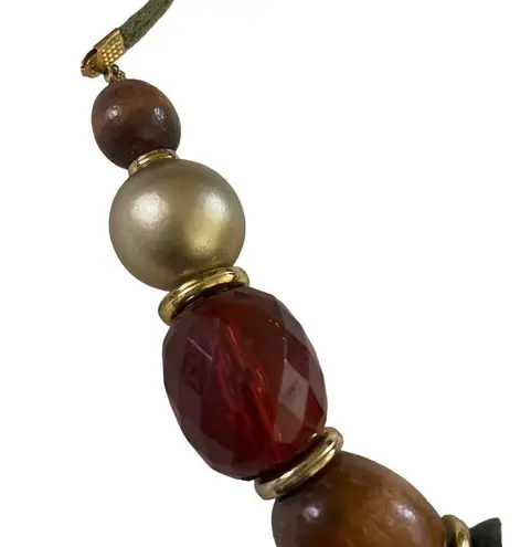 Chunky Bead Choker Necklace Wood Plastic Beads Statement Y2K Costume Jewelry u Gold