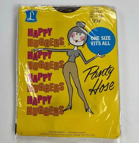 Vintage 1970s Happy Huggers Cofee Brown Pantyhose Lawson Milk Co. 100