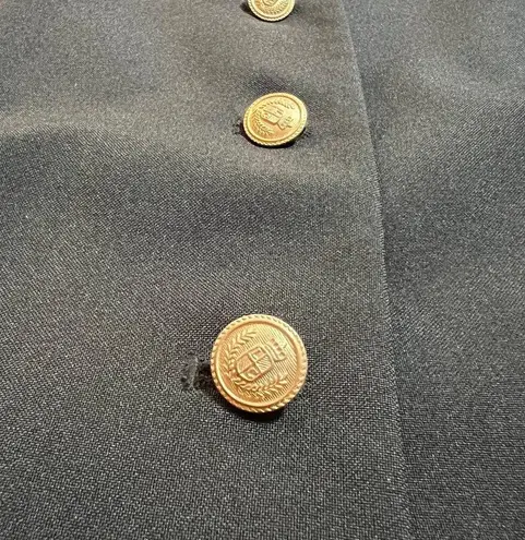 Levine Classics Women's High Neck Power Blazer Jacket Crest Buttons Size 14 Green