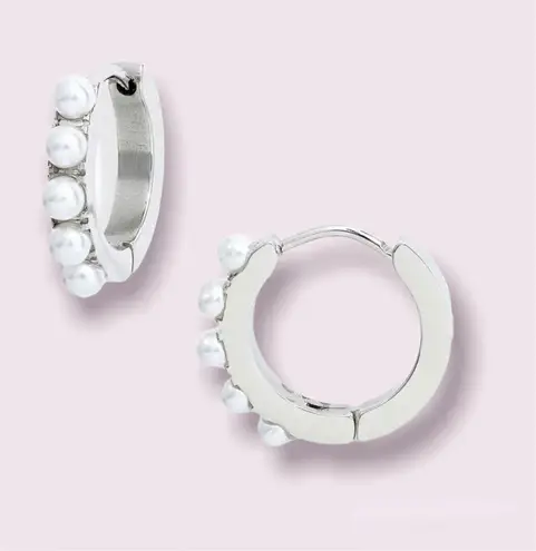 Burton Olivia Huggie Imitation Pearl Mini Hoop Earrings KNOTTY
