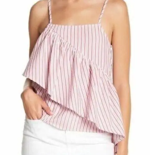 Nordstrom Abound Seersucker Pin Stripe Tank Ruffle Panel Women’s XS 