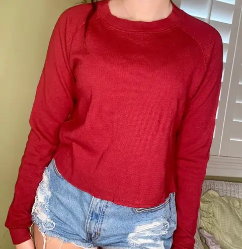 Brandy Melville Abigail Thermal Red Slightly Cropped Long Sleeve 20 42 Off Retail From eliya