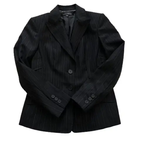 Anne Klein  Suit Black Pinstripe 2 Button Closure Career Blazer Jacket Size 4P