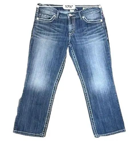 Silver Jeans Silver Suki Womens Capri Jeans Size W34 Blue‎ Regular Fit Straight Leg