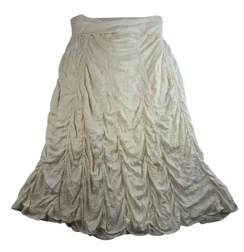 Vtg Y2K SURREALIST Sz 4 Maxi Skirt Foldover Waist Ruched Flared Cottage Boho