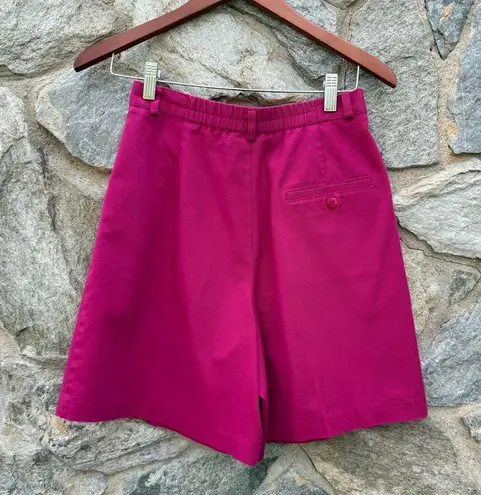 Vintage Pleated High Waisted Fuchsia Shorts Pink Size 8
