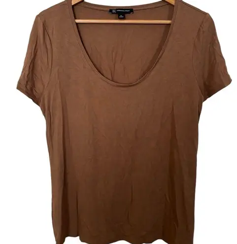 💥 INC International Concepts Scoop Neck Light Brown Top Size XL