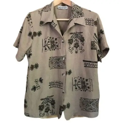 Briggs New York BRIGGS mock layered printed short sleeve blouse