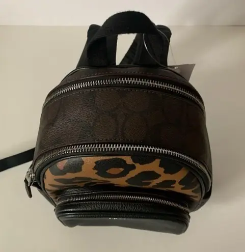 Coach NWOT.  Mini Court Backpack Signature Canvas Leopard Backpack