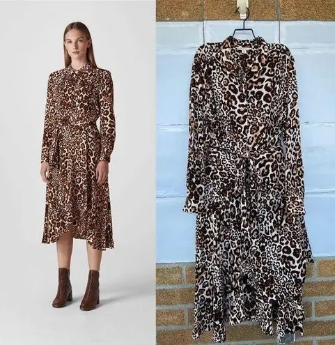 WHISTLE ANIMAL PRINT ESME DRESS SIZE 10 Brown