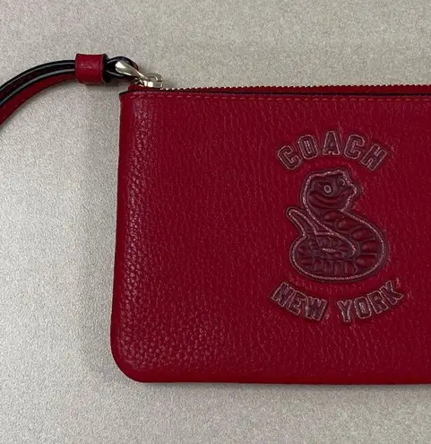 Coach  New Year Corner Zip Wristlet w/ Snake Graphic, Red & Black - NWT