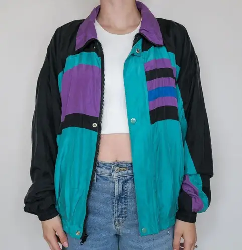 Vintage 70s Peter Et Jon Colorblock Silk Windbreaker Jacket Size M