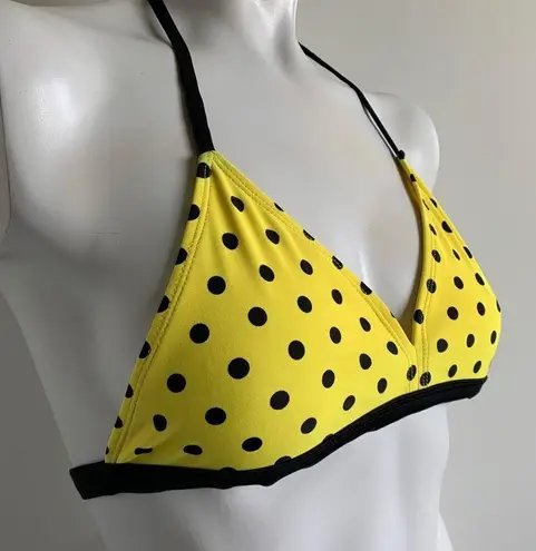 OP  yellow polka dot bikini halter top XL