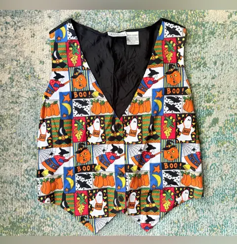 Vintage 90s Basic Editions Halloween print cotton vest, size large Black