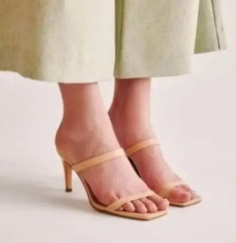 Jaggar The Label Square Toe Heels Two Strap Leather Nude Tan Women's 38 US 7