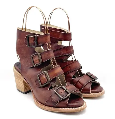 FREEBIRD by Steven Freebird Quail Sandals Cognac Brown Leather Boho Western Buckled Sandal Size 7