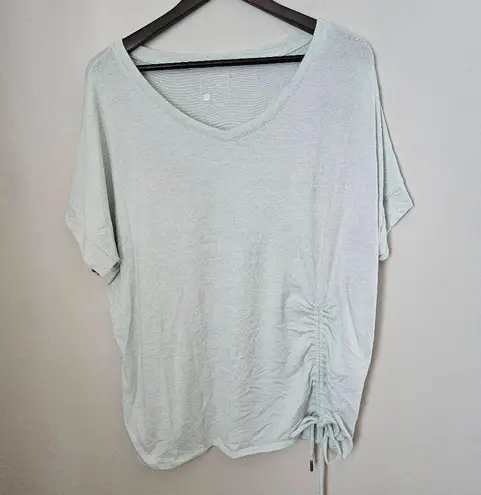 Stylus Light Green Ruched Top Womens XL Athleisure Workout Short Sleeve Casual