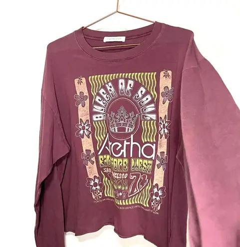 Daydreamer ARETHA FRANKLIN QUEEN OF SOUL LONG SLEEVE CROP MAROON Size LARGE