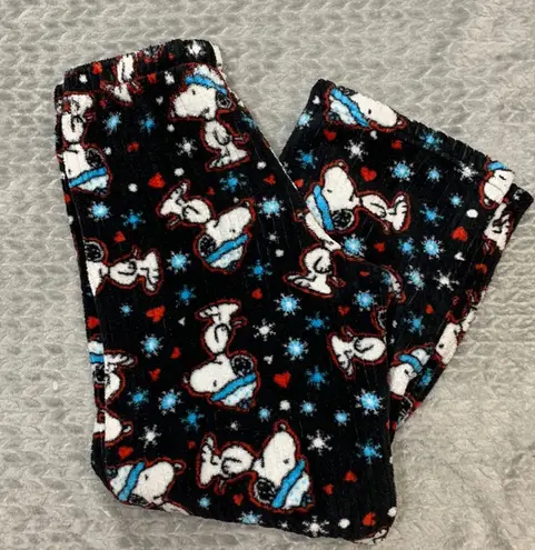 Peanuts Snoopy Fleece Black Pajama Pants Size S