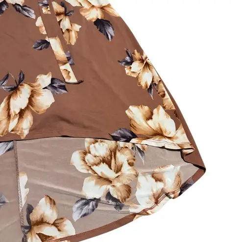 Pink Blush Rust Floral Hi-Low Maternity Wrap Dress Belt Stretch Soft Size Small