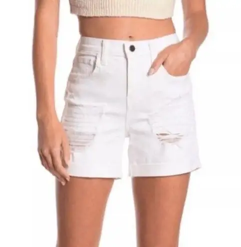 L'Agence  White Balboa Double Roll Shorts Women Size 24 NWT Distressed