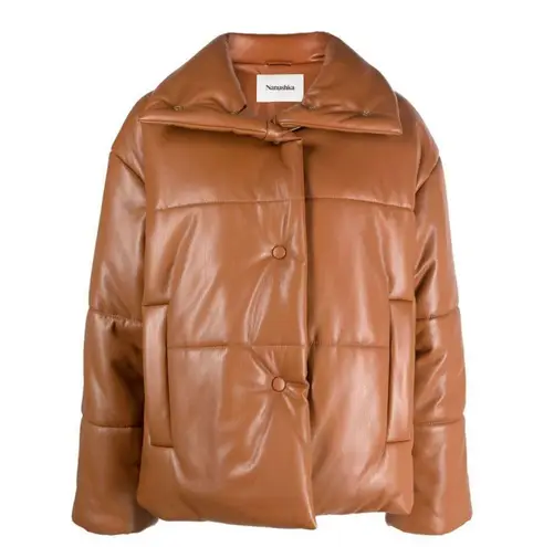 NANUSHKA Hide Quilted Padded Vegan Leather OKOBOR Jacket Brown SMALL