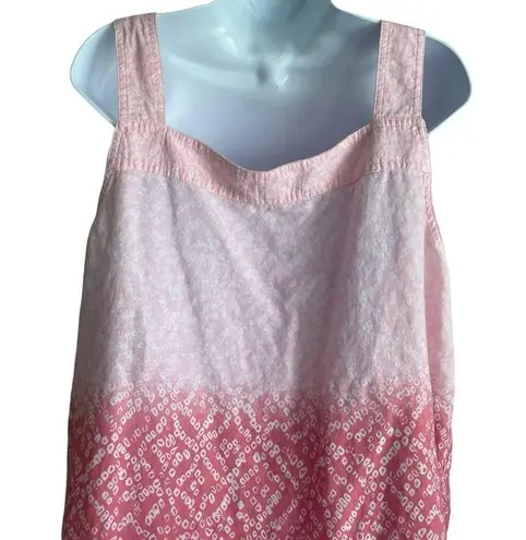 Westbound  Women Linen Blend Top XL Ombre Pink Square Neck Flowy Boho Festival