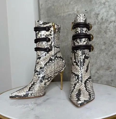 Balmain Alma Snake-Effect Leather Ankle Boots