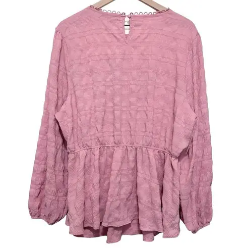 Sweet Rain Women's pink lace boho peasant peplum blouse size 3x