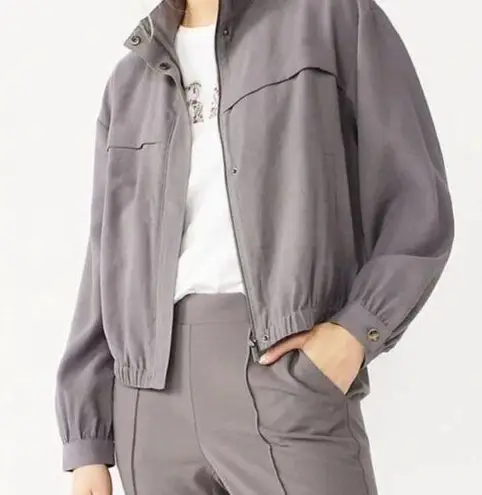 Nine West  Grey Utility Bomber Jacket Large