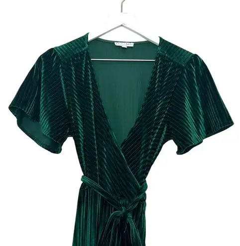 Baltic Born Andi Ribbed Emerald Velvet Wrap Dress Size Small
