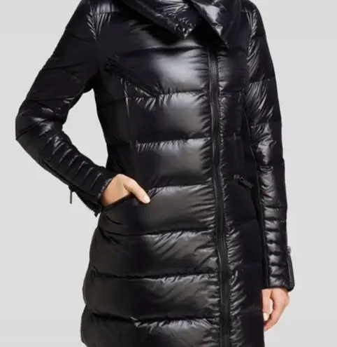 BCBGMAXAZRIA  Black Down & Feather Puffer 3/4 Jacket