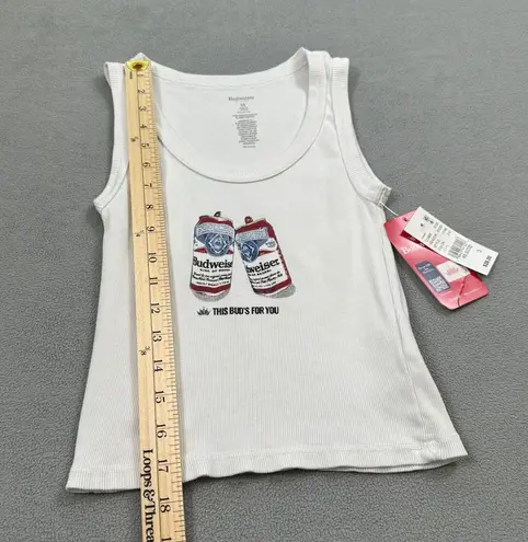 Budweiser NWT Tank Top XS White Ribbed Knit Sleeveless Bud This Buds For You