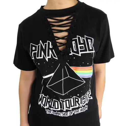 Pink Floyd  Dark Side of the Moon Lace Up Corset Choker Graphic Tee T-Shirt Small