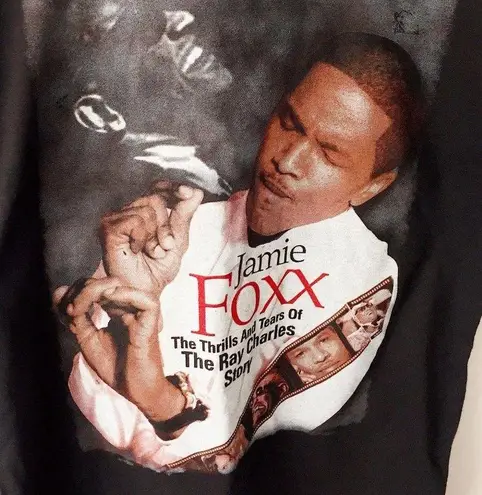 NEW VINTAGE 00s The Ray Charles Story Graphic Movie Rap Tee Black Shirt T Y2K Size XS