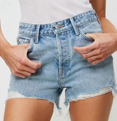 GRLFRND The Helena High Rise Cut Off Jeans Shorts Newport frayed Raw hem Size 30