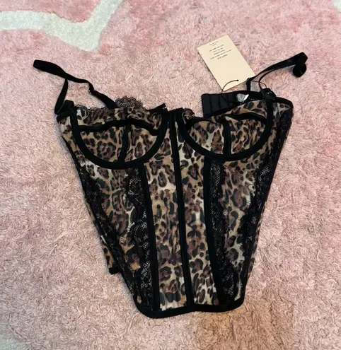 SheIn  Leopard and Black Lace Bustier - Image 1