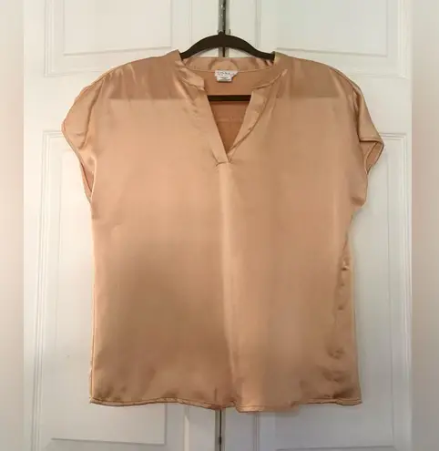 Nicole Miller New York Gold Champagne Satin Blouse Boxy Fit Size Medium
