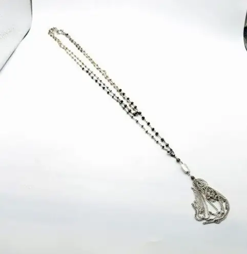 Stella & Dot  Gitane Tassel Necklace Silver Long Statement 4 in 1