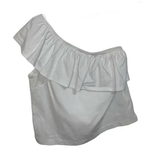 J.Crew White One Shoulder Ruffle Top Size Small #G7065