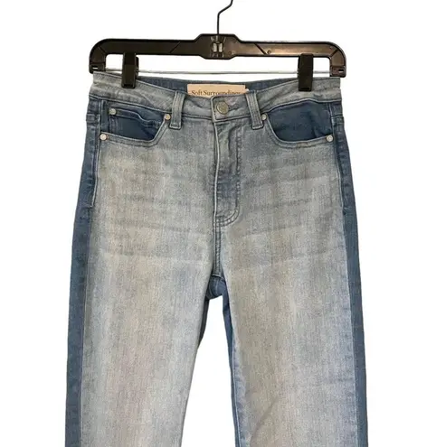Soft Surroundings Ultimate Denim Straight Cropped Piece Two Tone Jeans
