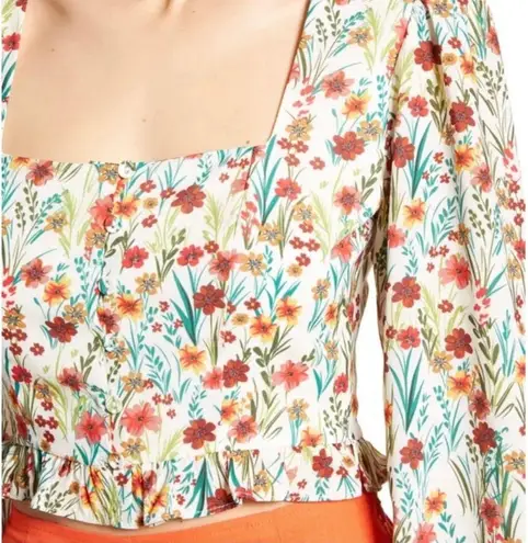 Lost + Wander Renee Long Sleeve Floral Summer Spring Cropped Top Medium NWT