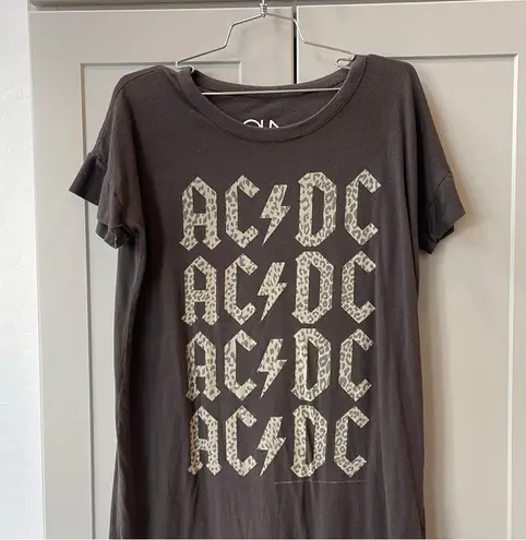 Chaser  X Free People Grey ACDC Leopard Logo Maxi Slit Tshirt Dress Small