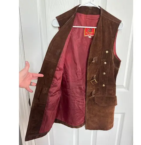 Vintage EL TORO leather Suede buckle closing brown long vest medium